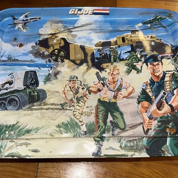 VINTAGE 1987 G.I. JOE Hasbro folding dinner/lunch metal tray •RARE• - Picture 12 of 13